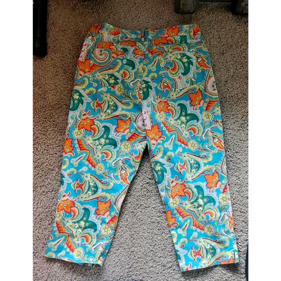 Ralph Lauren "Lauren" Paisley & Geo Floral Capri Pants Size 12 - Picture 2 of 3